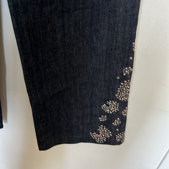St. John Cuture Size 12 Demin Flare Embellished Jeans - Picture 5 of 6